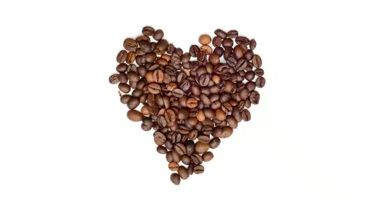 Coffee beans in the shape of a heart